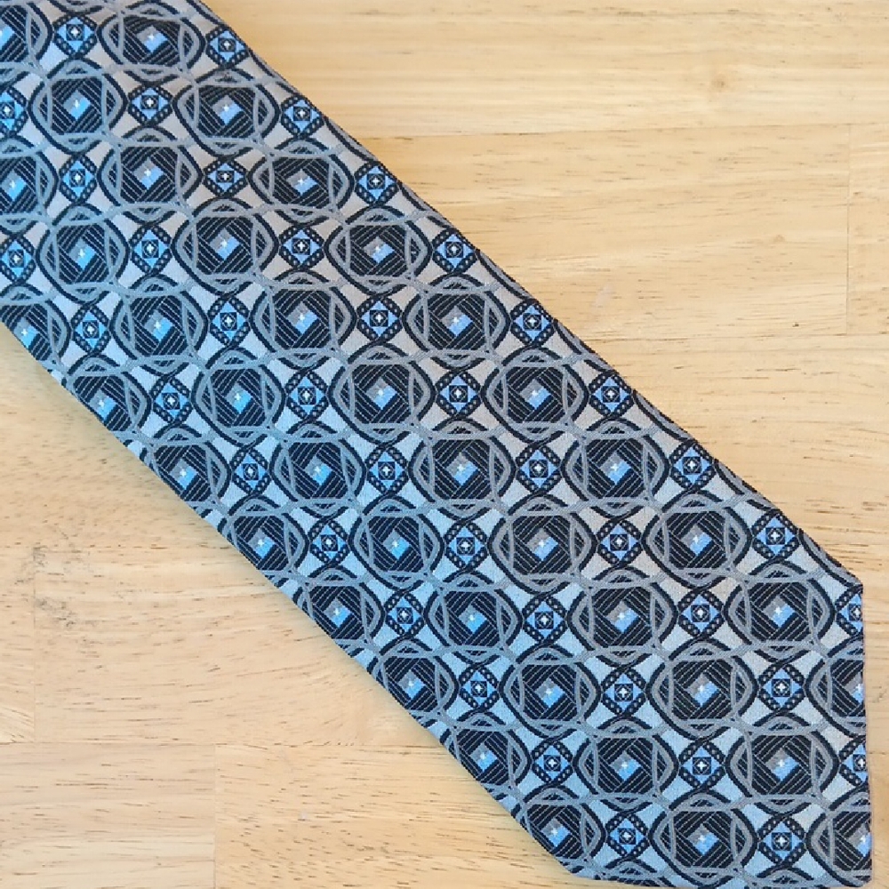 Robert Talbott Blue And Gray Patterned Tie - image 1